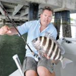 Owens landed this sheepshead that bit a fiddler crab about the size of a butterbean.