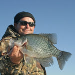 Guide Kevin Davis with a slab crappie taken in 22-feet of water on Lake Moultrie.