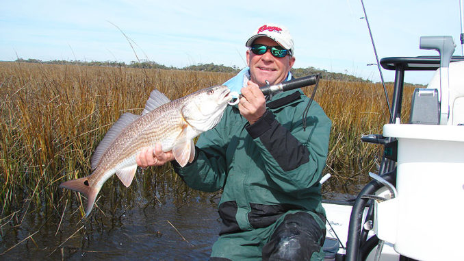 Warm, shallow waters in three bays between Fort Fisher and Bald Head Island are popular winter spots for redfish.