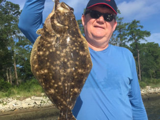Big flounder are a regular May catch in the estuaries around Little River Inlet, especially when baitfish are pouring in from the ocean.