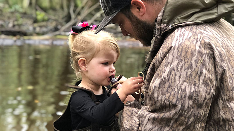 Winsley Grace is 2-years-old and from Ridgeville, SC. She is getting ready for her first duck hunt with daddy (Jonathan Hodge) come November.