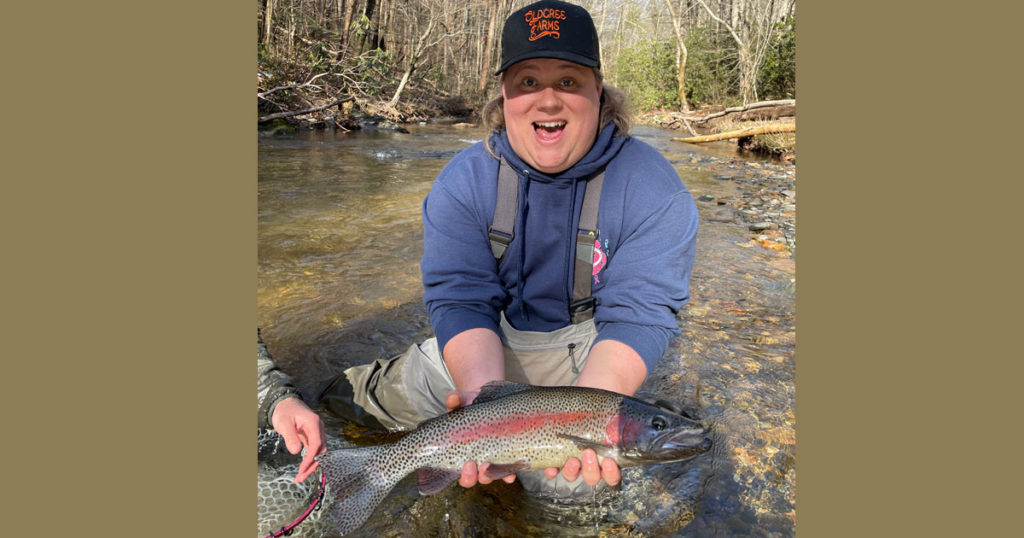Chad Hewitt from Farmersville, Ohio caught this 22-inch wild rainbow trout with Matt Evans of The Catawba Angler out of Old Fort, N.C.