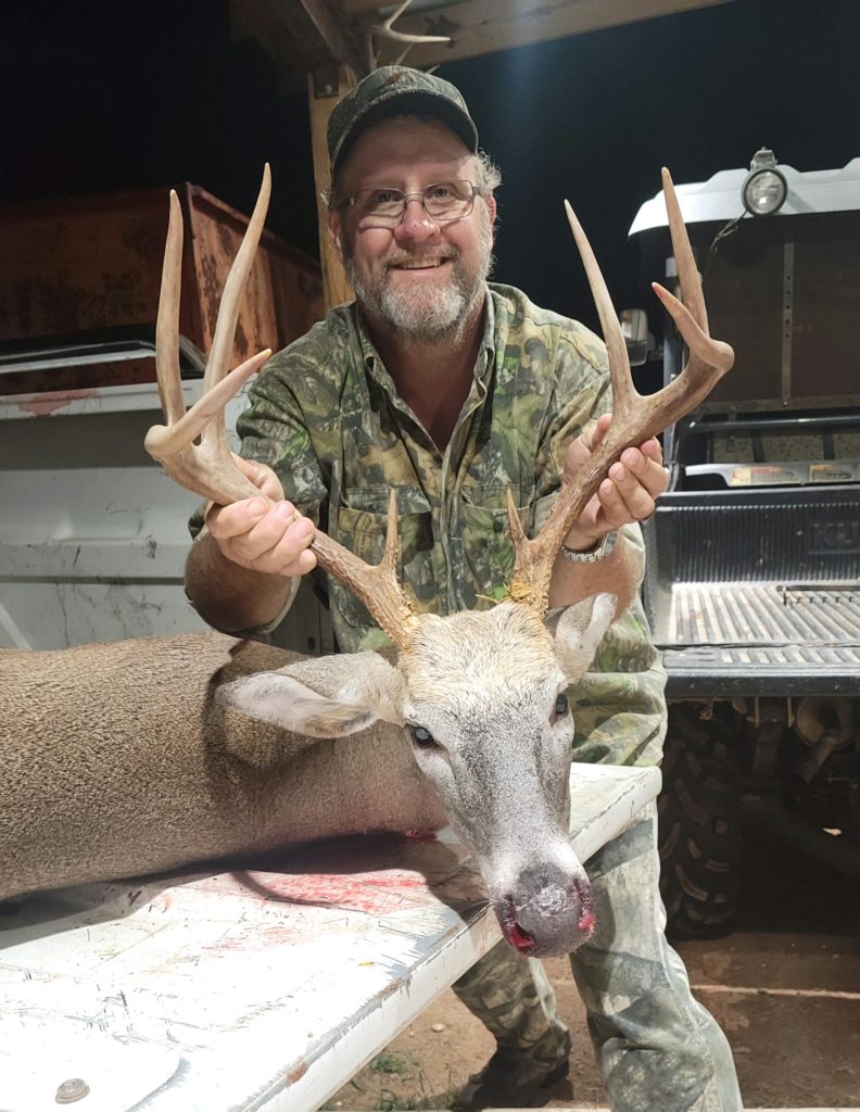 Cancer patient James Farris took a break from chemotherapy to get some crossbow therapy when he stuck this Rockingham County 8-pointer.