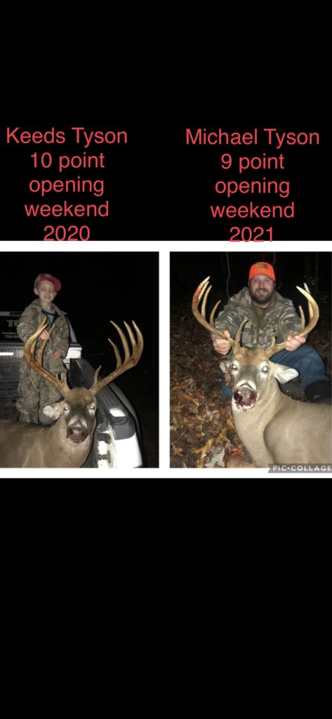 Youth hunter Kreed Tyson and his dad are avid deer hunters, and killed these trophy bucks in Anson County, N.C.