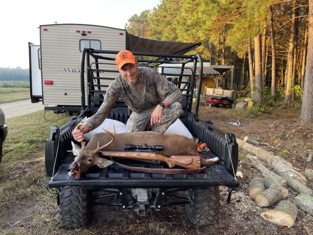 Jonathan Iris bagged his first 8-pointer on opening day of the 2021 deer season. He was hunting by the Palmetto Swamp in Vanceboro, N.C.