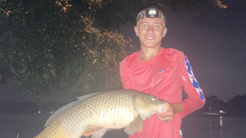 Josiah McClure caught this hefty carp fishing with homemade carp bait packed around a Skittle at Lake Wylie.