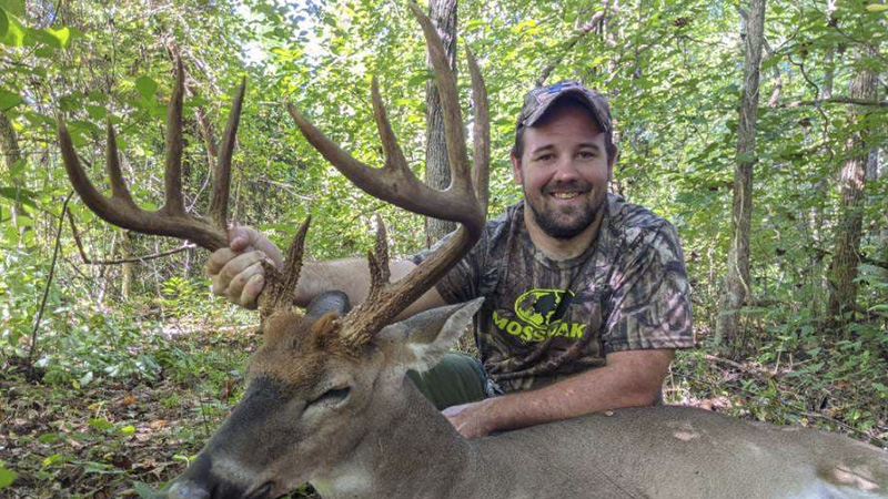 Zack Porterfield of Roxboro, N.C. killed a split-brow 12-point buck on the evening of Sept. 11, 2022.