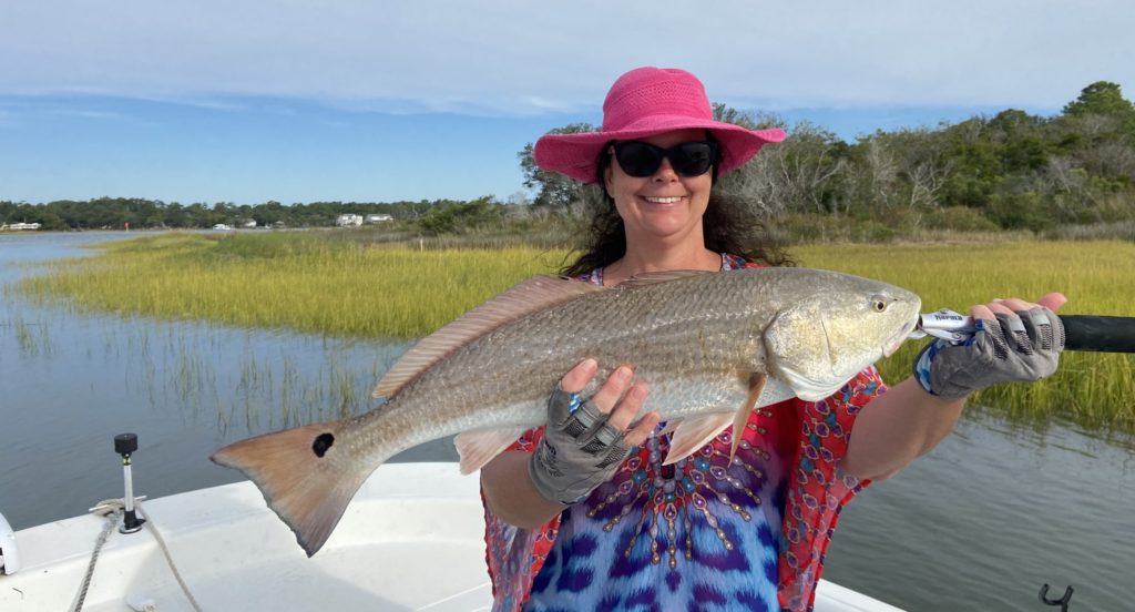 Dallas Brooks from Siler City, NC caught this 27-inch red drum while fishing in Carolina Beach with a live finger mullet on Sept. 27, 2022.