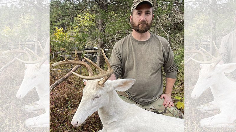 Randy Seay of Marion, NC killed a white buck in Orange County on Oct. 29, 2022 during a morning hunt with his CVA muzzleloader.