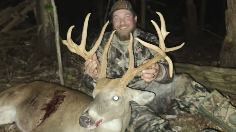 Trevor White of Snow Camp, NC killed a 13-point monster buck that's green-scored at 155 1/8 inches on Oct. 19, 2022 in Alamance County.