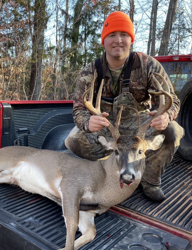 Austin Hildebrand of Western, NC killed a 9-point main frame buck in Franklinville, NC (Randolph County) on the morning of 11-17-2022.