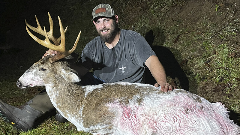 Michael Ball had a hunting day he’ll never forget on Nov. 5, 2022 in Ashe County, NC, when he killed two bucks, including a 10-point piebald.