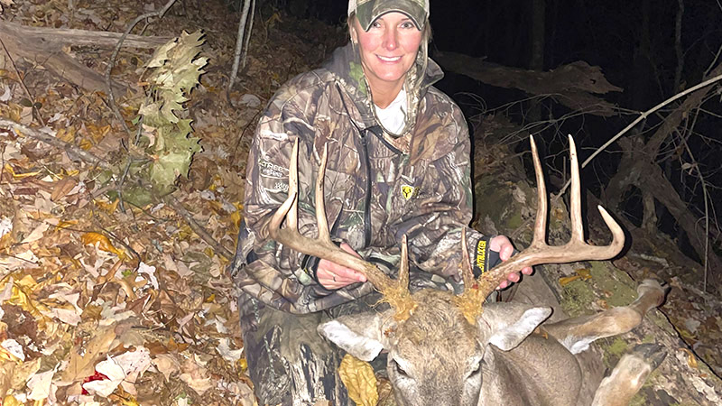 Stella McKinney of Newland, NC was hunting in Avery County on Oct. 29, 2022 when she drilled an 8-point buck that’s been green-scored at 124 4/8 inches.