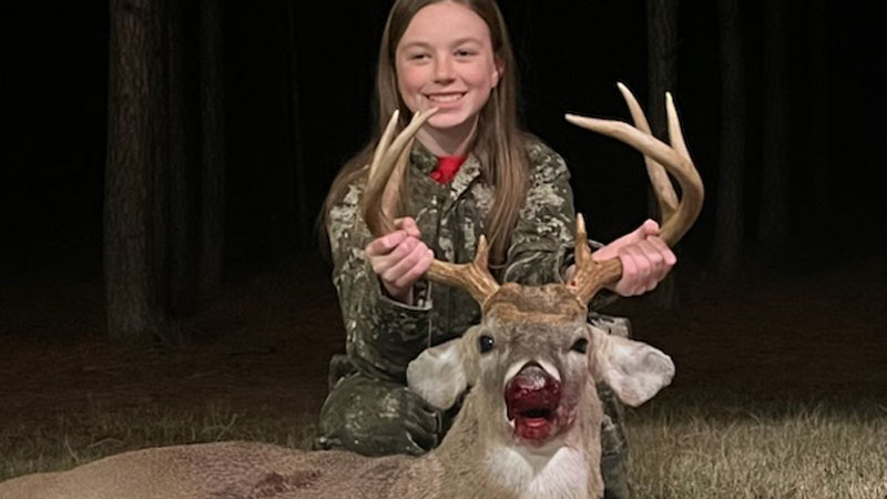 12-year-old Leah Sloan Gordon harvested this deer on her family land in Granville County, NC on Dec. 6, 2022.