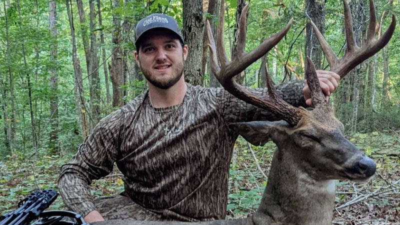 Logan Hildebrand killed this chocolate-racked, mainframe 10-point buck in Burke County, NC on Sept. 21, 2022.