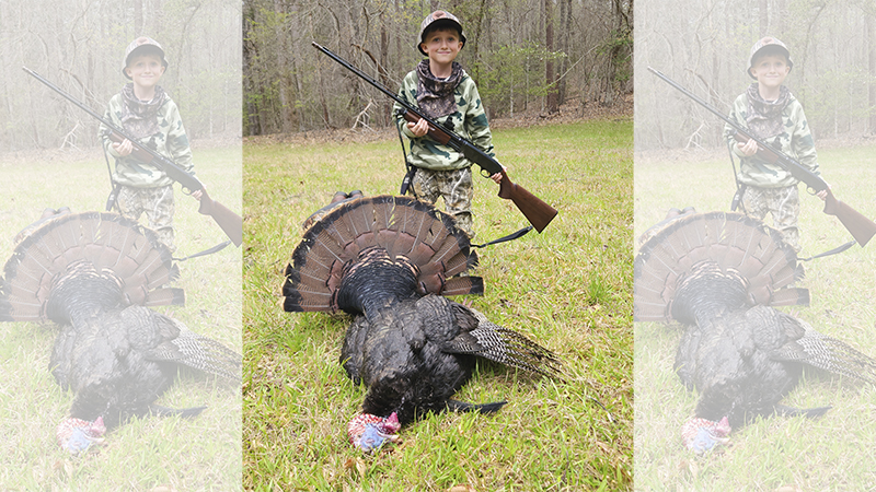 Barrett Goforth killed his first turkey April 3, 2023 in Rutherford County, NC using his paw paws .410 Browning shotgun.