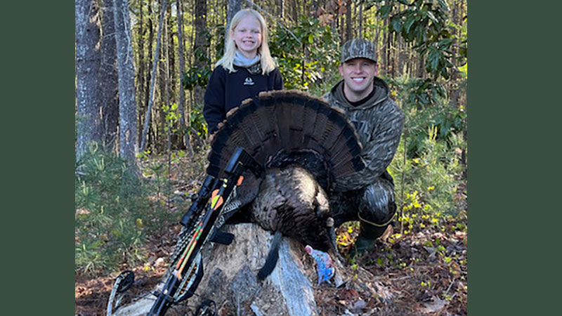 This is Bexley Fredrickson’s first turkey she has killed. She is 8-years-old and shot it with a crossbow at 35 yards.
