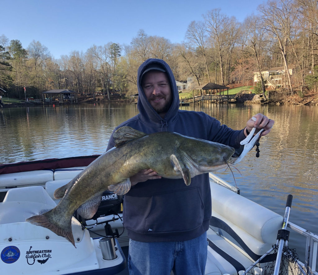 Brian Carter caught this nice flathead while fishing the Southeastern Catfish Club tournament in March.