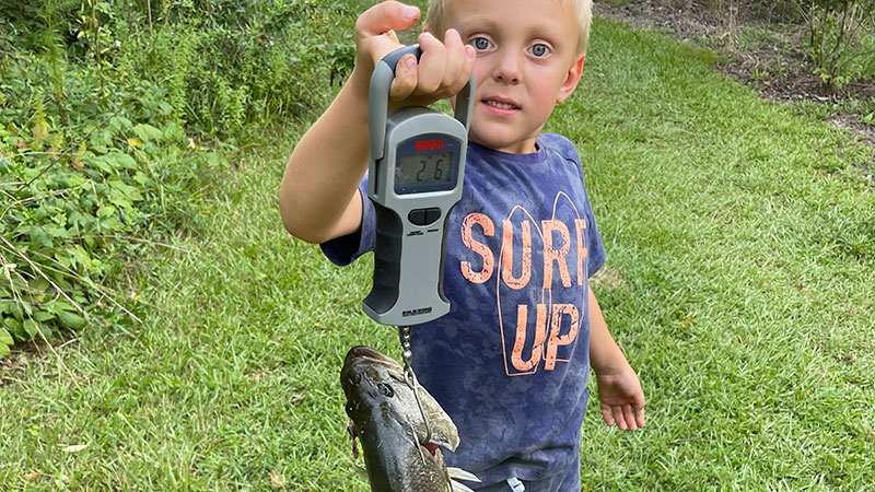 Oakley Plyler caught this bass in his uncle’s farm pond.