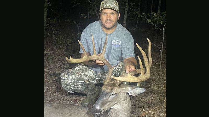 Grayson Clayton killed this 12-point buck, which had a 22 3/4-inch wide rack, in Forsyth County, NC on Sept. 19, 2023.