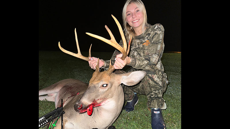 Rilee Williams, 16-years-old, killed this 9-point buck during her first year of hunting, and is one of our latest Bag A Buck entrants.