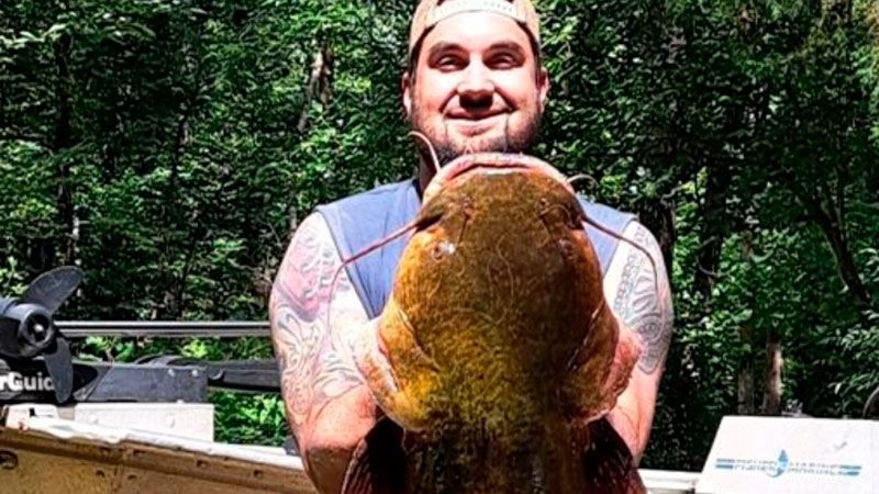 Jesse Young of Iva, SC caught this 55-pound flathead catfish at Clarks Hill Lake on June 3, 2023.