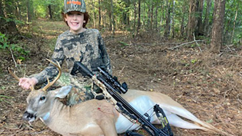 Cooper Franklin, 12-years-old, of Johnston, SC killed a Newberry County buck on Sept. 23, 2023 with his crossbow.