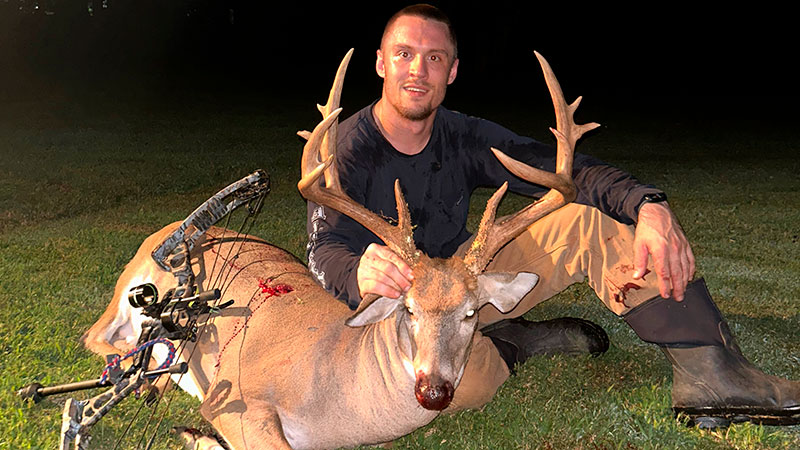 KJ Stewart killed this 184-pound buck in Southern Alamance County, NC. The buck had 15 score-able points!