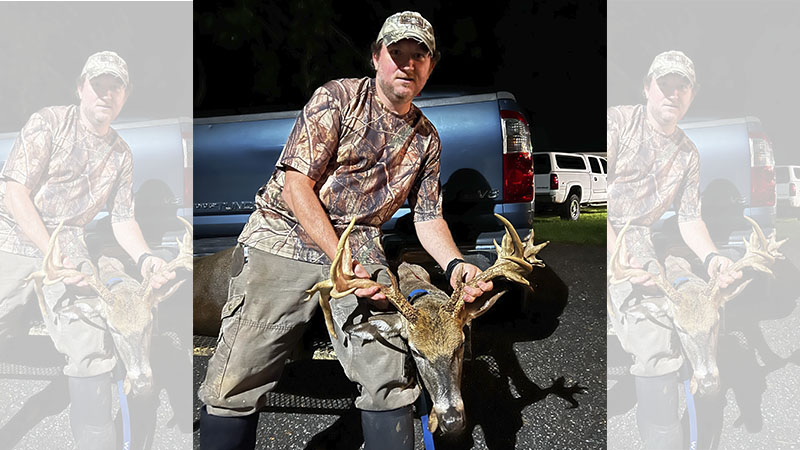 Michael Dickens killed a 22-point buck in Iredell County, NC on Sept. 24, 2023, with a 10-yard shot from his crossbow.