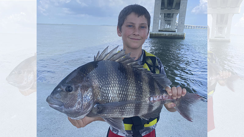 During a family fishing trip to North Carolina's Outer Banks, Trey Davenport caught his first citation sheepshead.