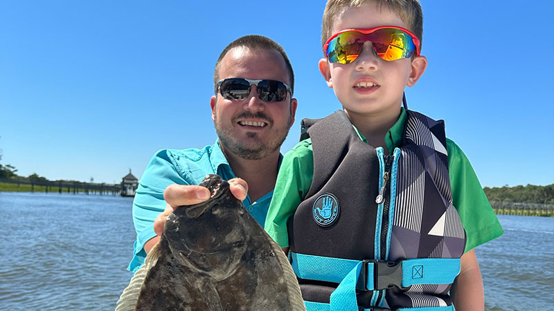 Braxton Crot, age 7, caught his first flounder at Holden Beach, NC on Sept. 16, 2023.