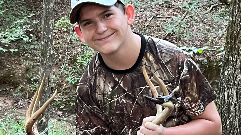 Travis Wesley, 14-years-old, got his first bow kill with this Lee County, NC buck on Sept. 16, 2023.