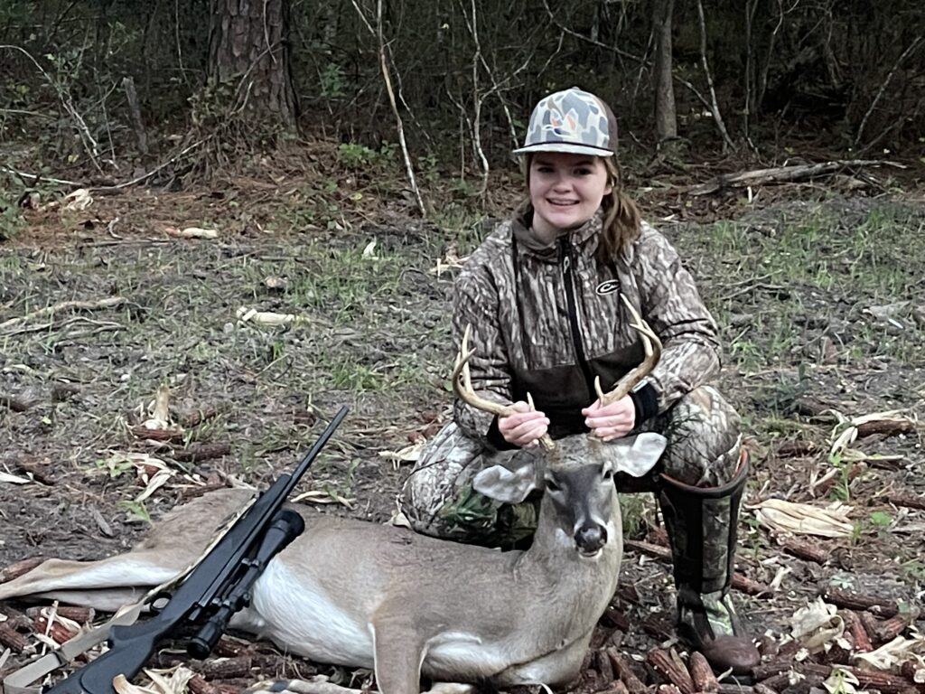Jenna Cook has been hunting for the last two years with a miss last year. She finally got her first deer, a nice 8 point.