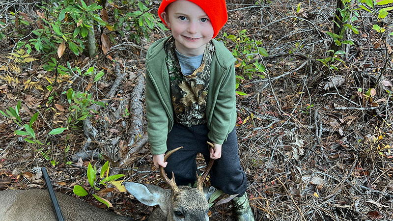 Easton Brigman, 4-years-old, killed his first deer on Oct. 28, 2023 while on his first morning hunt with his dad CJ Brigman.