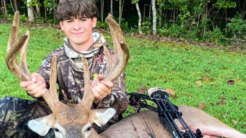 This 16-year-old hunter killed a big Yadkin County trophy buck in full velvet that's been green-scored at 148 inches.