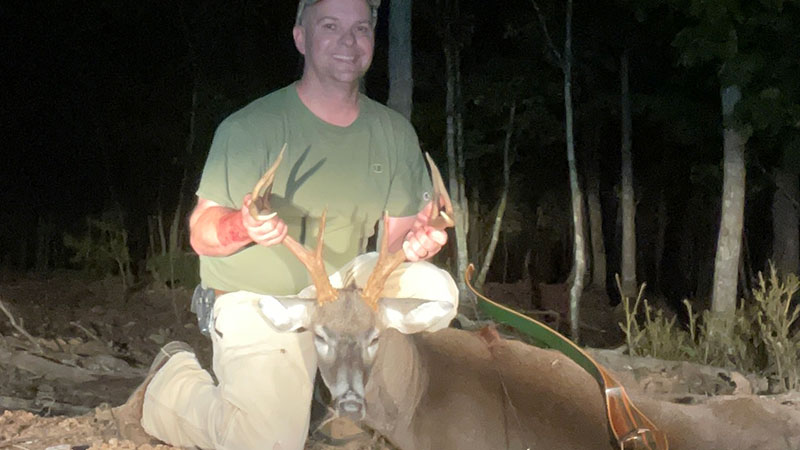Using a traditional bow, Mike Parrish killed an 8-point buck in Montgomery County, NC on Oct. 21, 2023. It's his first traditional kill.