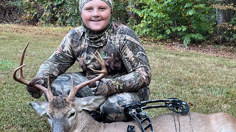 Colton Toms killed a 7-point buck that weighed 180-pounds in Rutherford County, NC during a morning hunt on Oct. 19, 2023.