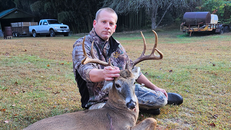 Scott Beck of Stokesdale, NC killed an 8-point buck in Rockingham County on Oct. 27, 2023 at 7:48 a.m. with a Ten Point crossbow.