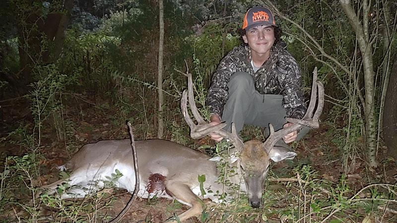 Fourteen-year-old Cooper Hathcock killed a massive Iredell County buck during an evening hunt on Sept. 23, 2023.