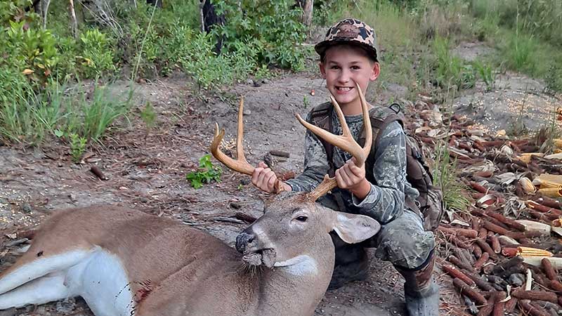 Youth hunter Brayden Stroup killed two bucks in Andrews, SC during the month of September 2023.