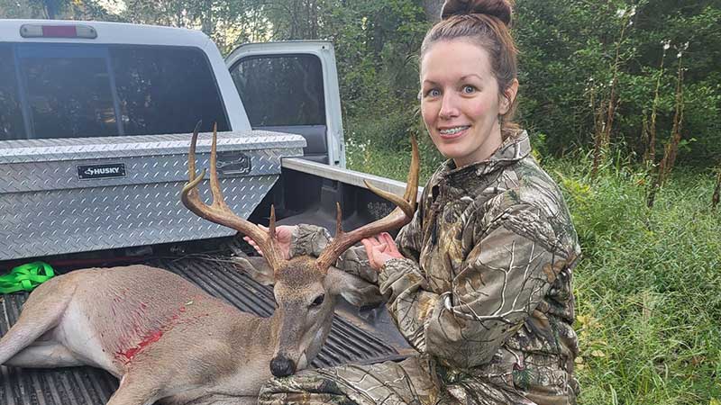 Hunting with a crossbow on Oct. 1, 2023, Valerie Snodgrass killed a buck she'd been tracking since the summer.