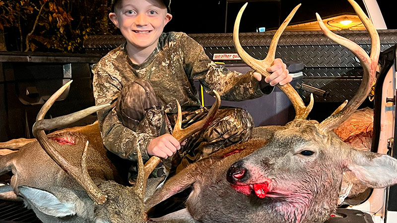Mason Mister was hunting with his dad on Nov. 11, 2023 when the 9-year-old killed his first buck, then his second.
