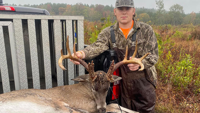Jake Herndon killed a wide-racked, 15-point buck in Bowman, SC on a dog drive during the 2023 deer hunting season.