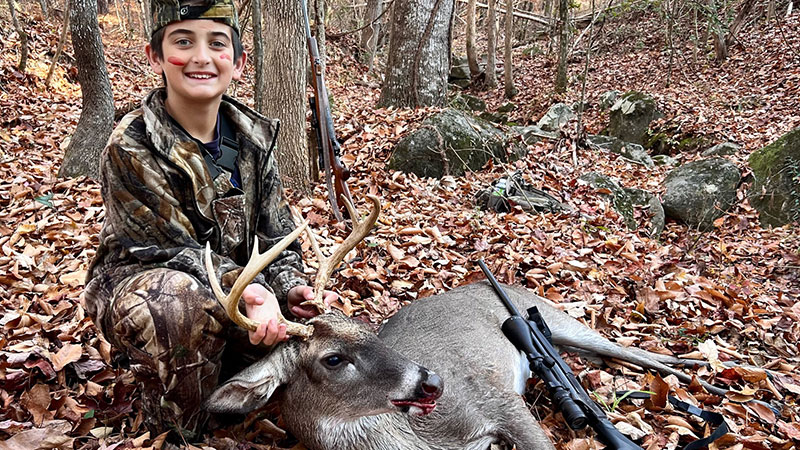 Jackson Leahew of Tega Cay, South Carolina tagged his FIRST BUCK at 11 years old in Chester County SC. Nov 19, 2023.