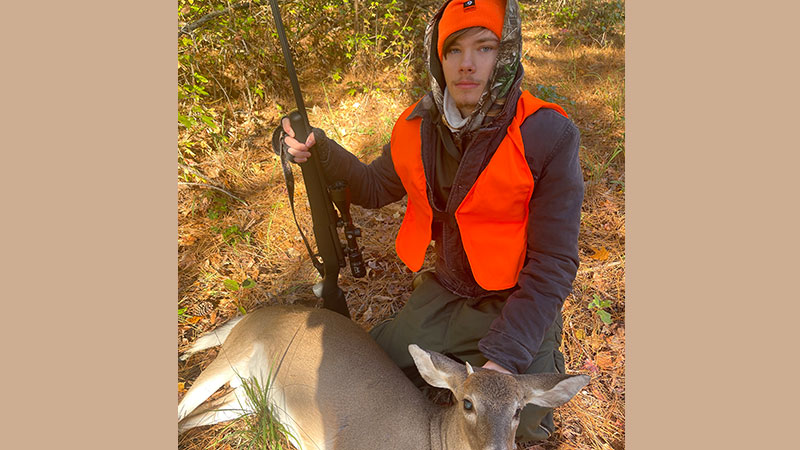 Cade Davidson shot a unique 1-point buck in the Pee Dee National Wildlife Refuge on Nov. 3, 2023.