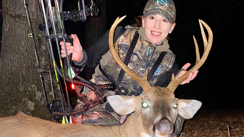 Jessica Poston killed a Spartanburg County buck during a late afternoon archery hunt on Nov. 12, 2023. It's her second archery buck.