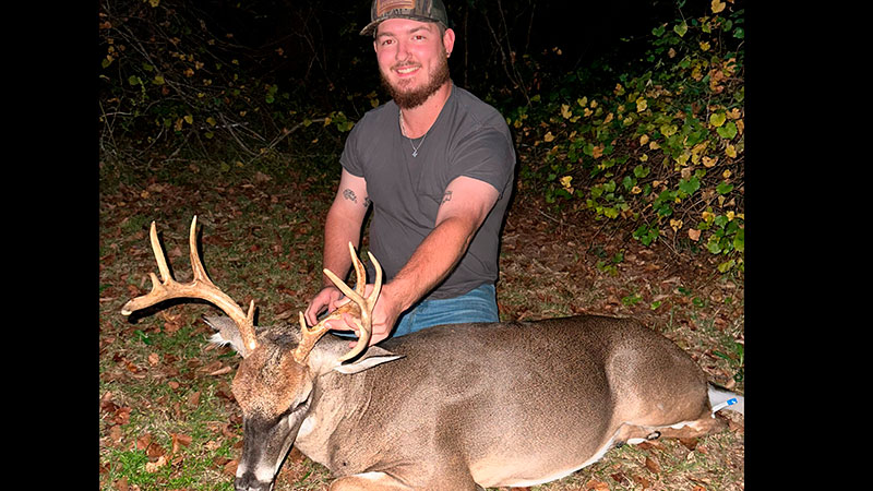 Kenneth Barrett killed a 12-point buck from a ground blind in Sumter County, SC on Oct. 23, 2023. The deer weighed 180 pounds.