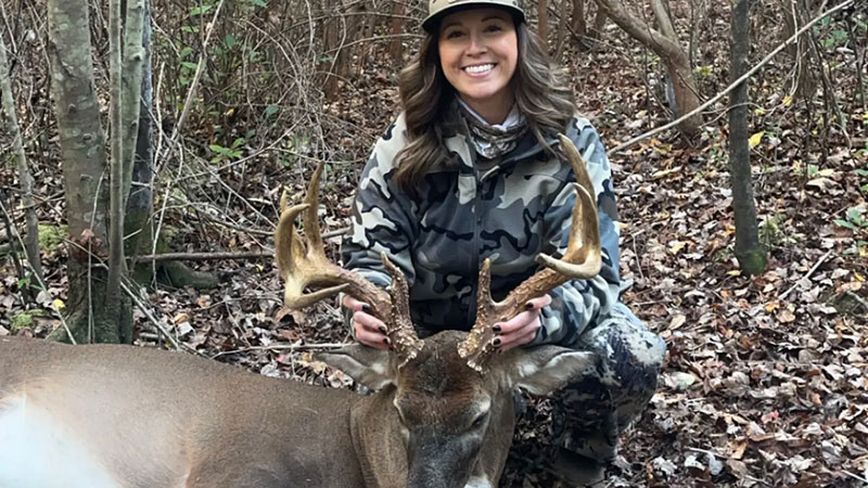 Malorie Kahl killed a 12-point buck that weighed 220 pounds in Greene County, NC on the afternoon of Nov. 1, 2023.