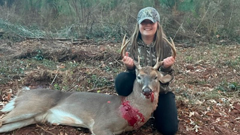 On Nov. 12, 2023 Kenleigh Barnette, 11-years-old from Sumter, SC killed a 9-point buck.