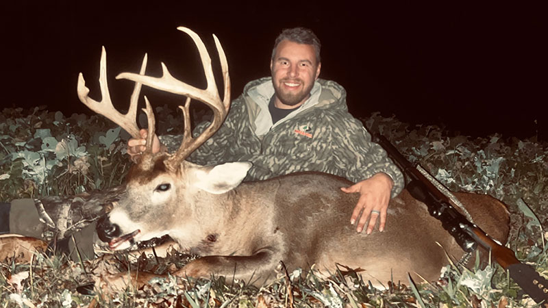 Tanner Wood killed a giant 11-point buck in Surry County, NC on Nov. 25, 2023. He shot the big deer with a Marlin 35 lever action rifle.